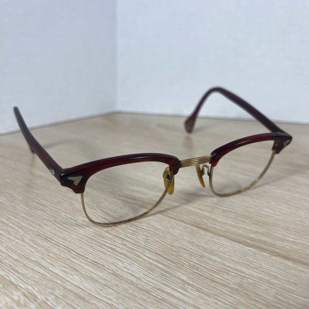 Vtg American Optical 24 1/10 12K GF Red Brown Sirmont Eyeglasses Frames